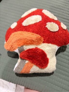 Storehouse Mushroom Accent Pillow - Cream with Red & Orange